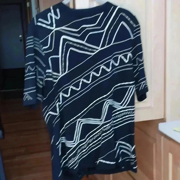 Chico's black and cream print cardigan size 2 - Picture 2 of 3